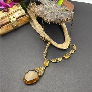 Czechoslovakia glass necklace vintage A5 🔥